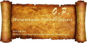 Ohrenstein Petróniusz névjegykártya